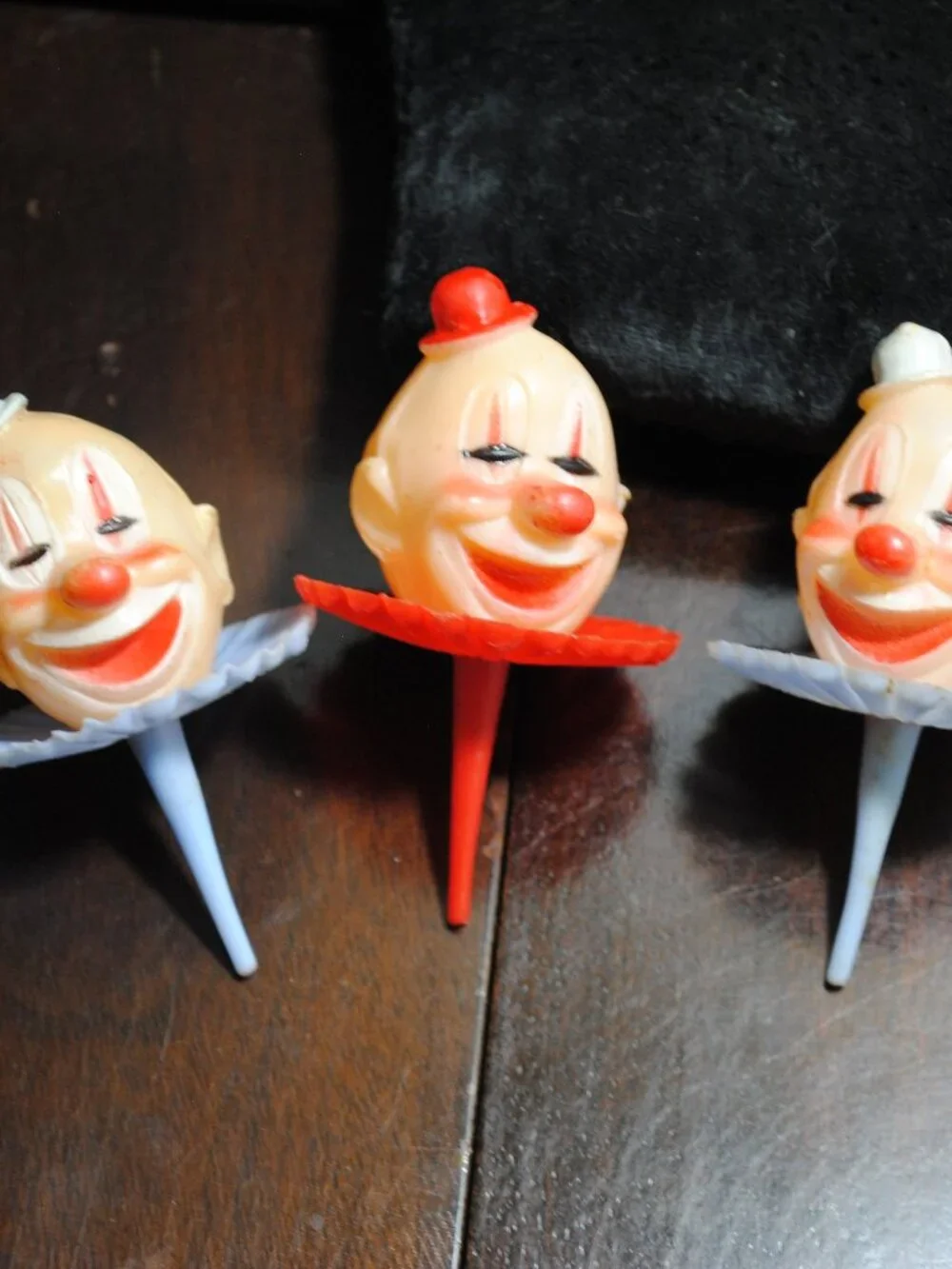 Set of 3 Vintage Wilton Clown Head Cake Cupcake Toppers Made in Hong Kong